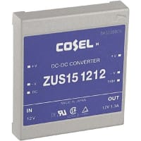 Cosel U.S.A. Inc. DC-DC Converter, 12V, 1.3A, 9-18V In, Enclosed, Thru Hole, Switching, ZU Series