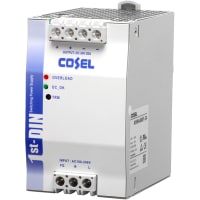 Cosel U.S.A. Inc. Power Supply, AC-DC, 24V, 20A, 85-264V In, Enclosed, DIN Rail Mount, 480W, KHN Series