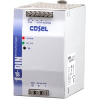 Cosel U.S.A. Inc. Power Supply, AC-DC, DIN Rail, 48V, 10A, 85-264V In, Euro Terminal, Remote On/Off