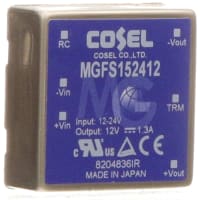 Cosel U.S.A. Inc. DC-DC Converter, 12V, 1.3A, 9-36V In, Encapsulated, Thru Hole, Switching, MG Series