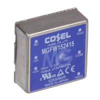 Cosel U.S.A. Inc. DC-DC Converter, 15V, 0.5A, -15V, 0.5A, 9-36V In, Encapsulated, Thru Hole, MG Series