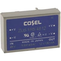 Cosel U.S.A. Inc. DC-DC Converter, 12V, 0.13A, 36-72V In, Enclosed, Thru Hole, Switching, ZU Series