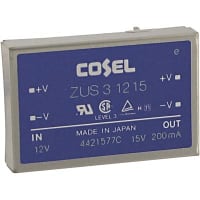 Cosel U.S.A. Inc. DC-DC Converter, 15V, 0.2A, 9-18V In, Enclosed, Thru Hole, Switching, ZU Series