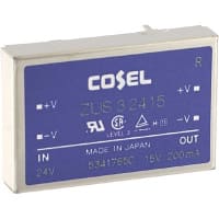 Cosel U.S.A. Inc. DC-DC Converter, 15V, 0.2A, 18-36V In, Enclosed, Thru Hole, Switching, ZU Series