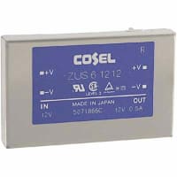 Cosel U.S.A. Inc. DC-DC Converter, 12V, 0.5A, 9-18V In, Enclosed, Thru Hole, Switching, ZU Series