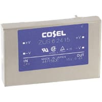 Cosel U.S.A. Inc. DC-DC Converter, 15V, 0.4A, 18-36V In, Enclosed, Thru Hole, Switching, ZU Series