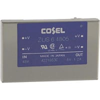 Cosel U.S.A. Inc. DC-DC Converter, 5V, 1.2A, 36-72V In, Enclosed, Thru Hole, Switching, ZU Series