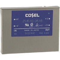 Cosel U.S.A. Inc. DC-DC Converter, 15V, 0.6A, 4.5-9V In, Enclosed, Thru Hole, Switching, ZU Series