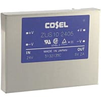 Cosel U.S.A. Inc. DC-DC Converter, 5V, 2A, 18-36V In, Enclosed, Thru Hole, Switching, ZU Series