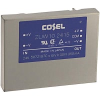 Cosel U.S.A. Inc. DC-DC Converter, 15V, 0.35A, -15V, 0.35A, 18-36V In, Enclosed, Thru Hole, ZU Series