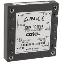 Cosel U.S.A. Inc. DC-DC Converter, 24V, 4.2A, 36-76V In, Enclosed, Telecom, Switching, CBS Series