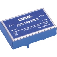 Cosel U.S.A. Inc. DC-DC Converter, 15V, 0.1A, 4.5-9VIn, Enclosed, ThruHole, Switching, ZUSeries