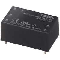 Cosel U.S.A. Inc. Power Supply, AC-DC, 24V, 0.22A, 85-264V In, Enclosed, PCB Thru-Hole, 5.3W, TUHS Series