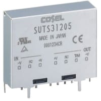 Cosel U.S.A. Inc. Isolated DC-DC Converter, Vin 4.5 to 9 V dc, Vout 3.3V dc, I/O isolation 500V ac