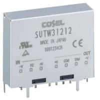 Cosel U.S.A. Inc. Iso DC-DC Converter, Vin 4.5to9 VDC, Vout +/-12VDC, I/O isolation 500V ac