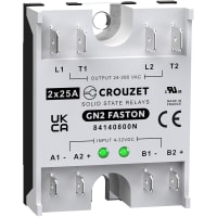 Crouzet SSR, GN2, 2-Channel, Panel Mount, 25A, IN 4-32 VDC, OUT 280 VAC, Zero Cross