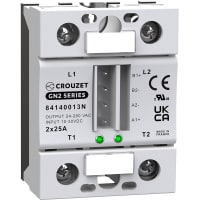 Crouzet SSR, GN2, 2-Channel, Panel Mount, 25A, IN 10-30 VDC, OUT 280 VAC, Zero Cross