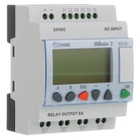 Crouzet Controller, PLC, Sup-V 24DC, 6 Analog/Digital In, 4 Relay Out, DIN Rail/Panel Mnt