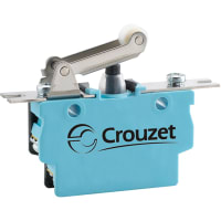 Crouzet Switch, PBX, Standard, W3, 1/4 Inch QD Connection, Roller Lever, Mount Plate