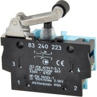 Crouzet Switch, PBX, Standard, W5, Screw Connections, Roller Lever, IP67, 6A @ 250VAC