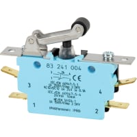 Crouzet Switch, PBX, Low Level, W3, 1/4 Inch QD, Connection, Roller Lever, Mount Plate