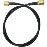 Crystek Corporation Cable Assembly, SMA Plug x2, RG-174/U Cbl, 18", 26 AWG, BCCS, Black PVC Jkt, PE Ins