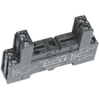 Custom Connector Relay Socket, 8 Pin, 2 Pole, DIN Rail Mount, 300 V, 12 A, Relay, ES Series, Box Lug