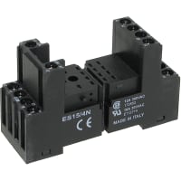 Custom Connector Relay Socket, 14 Pin, 4 Pole, DIN Rail, 300 V, 10, 12 A, ES Series, Socket, M3, Steel