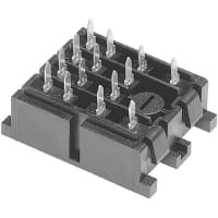 Custom Connector Relay Socket, 14 Pin, 4 Pole, PC Board, 300 V, 10 A, MR Series, Socket, 1.15 in.