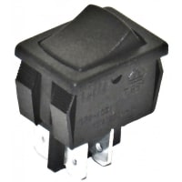 CW Industries Rocker Switch, DPST, ON-OFF, Black Actuator, 16A, 125VAC, .187", GRS-4000 Series