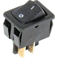 CW Industries Rocker Switch, GRS-4000 Series, SPST, ON-OFF, Black, I/O Vertical, 16A, 125VAC, .187