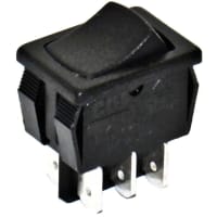 CW Industries Rocker Switch, DPDT, ON-ON, Black Actuator, 16A, 125VAC, .187", GRS-4000 Series