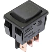 CW Industries Rocker Switch, GRS-4000 Series, SPDT, ON-OFF-ON, Black Actuator, 13A, 125VAC, .187" Q