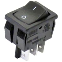 CW Industries Rocker Switch, GRS-4000 Series, SPDT, ON-ON, Black, I/O Vertical, 16A, 125VAC, .187" Q