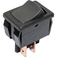 CW Industries Rocker Switch, GRS-4000 Series, SPST-NO, (OFF)-ON, Black, 13A, 125VAC, .187" QC