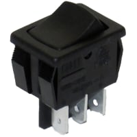 CW Industries Rocker Switch, SPDT, ON-ON, Black Actuator, 16A, 125VAC, .187", GRS-4000 Series