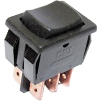 CW Industries Rocker Switch, GRS-4000 Series, DPDT, ON-OFF-ON, Black Actuator, 13A, 125VAC, .187" Q