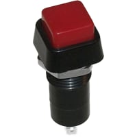 CW Industries Pushbutton Switch, GPB Series, SPST, OFF-ON, Non-Illuminated, Red, 3A, 125VAC, Solder