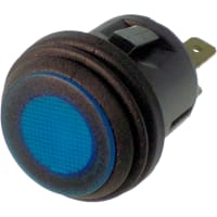 CW Industries Pushbutton Switch, GPB Series, SPST, ON-OFF, Non-Illum, Black, 10A, 125VAC, .187" QC