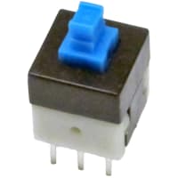 CW Industries Pushbutton Switch, GPBS Series, DPDT, Latching, ON-ON, Plunger Cap, 0.1A, 30VDC, PC Pin