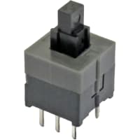 CW Industries Pushbutton Switch, GPBS Series, DPDT, ON-(ON), Plunger Cap, 0.3A, 30VDC, PC Pin