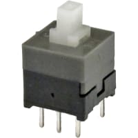 CW Industries Pushbutton Switch, GPBS Series, DPDT, Latching, ON-ON, Plunger Cap, 0.3A, 30VDC, PC Pin