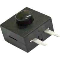 CW Industries Pushbutton Switch, SPST, ON-OFF, Blk Cap, 1A, 30VDC, Vertical PC Pin, GPTS Series