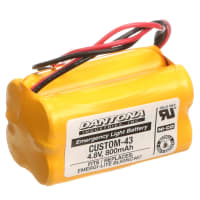 Dantona Industries, Inc. Battery, Emergency Lighting, NICAD, w/Conn.: 4.8V, 800 mAh, Nest Pk, 6600012