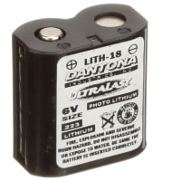 Dantona Industries, Inc. Non-Rechargeable, Rectangular, Lithium, 6VDC, 1.3Ah, Panasonic CR