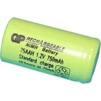 Dantona Industries, Inc. Battery, Rechargeable, 1/2 AA, Ni-MH, 1.2 VDC, 750mAh, Flat Top, DANTONA Series