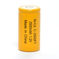 Dantona Industries, Inc. Battery, Rechargeable, C, Nickel-Cadmium, 1.2VDC, 2.5Ah, Solder Tab, DantonaSingle Cell