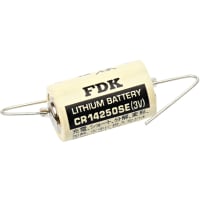 Dantona Industries, Inc. Non-Rechargeable, Cylindrical, Lithium, 3 VDC, 850mAh, Axial Leads, Panasonic CR