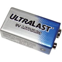 Dantona Industries, Inc. Battery, Non-Rechargeable, 9V, Lithium, 9VDC, 1.2Ah, 9V Snap