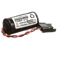 Dantona Industries, Inc. Battery, Non-Rechargeable, Cylindrical, Lithium, 3VDC, 1.8Ah, Connector, PLC